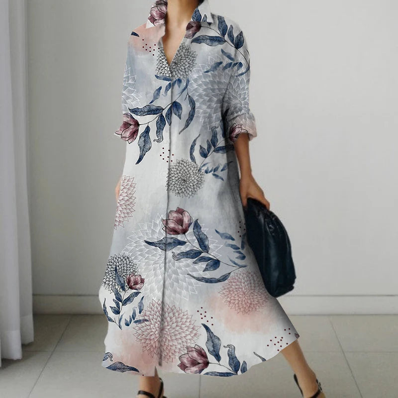 Casual Oversized V-Neck Shirt Dress