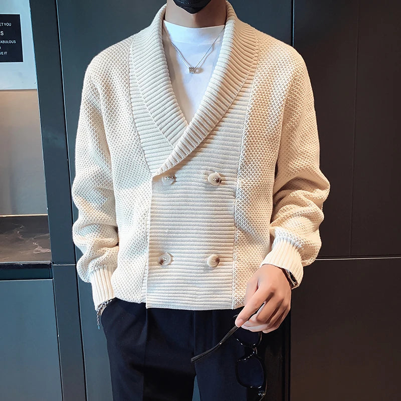 Men’s Double-Breasted V-Neck Cardigan