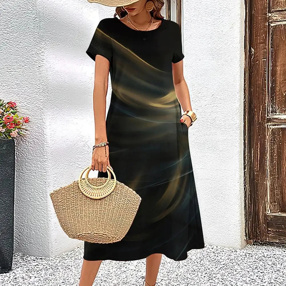 Elegant Streak Print A-Line Dress