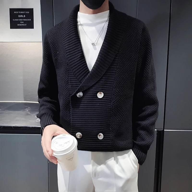 Men’s Double-Breasted V-Neck Cardigan