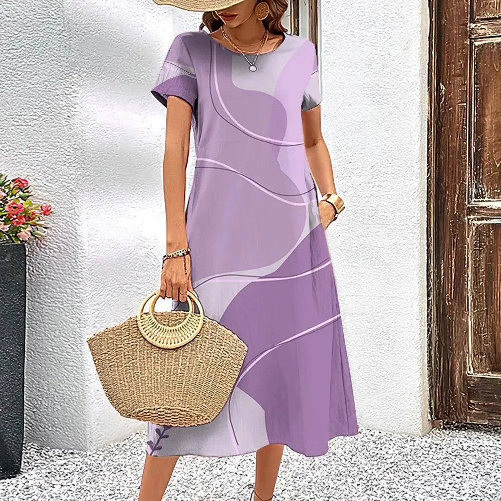 Elegant Streak Print A-Line Dress