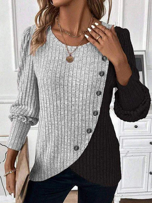 Women's Contrast Color Striped Knit Sweater
