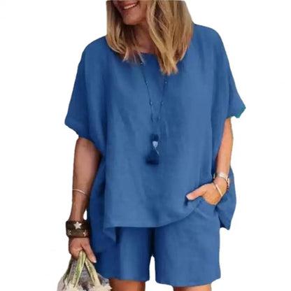 Long-Sleeve Cotton-Linen Blouse