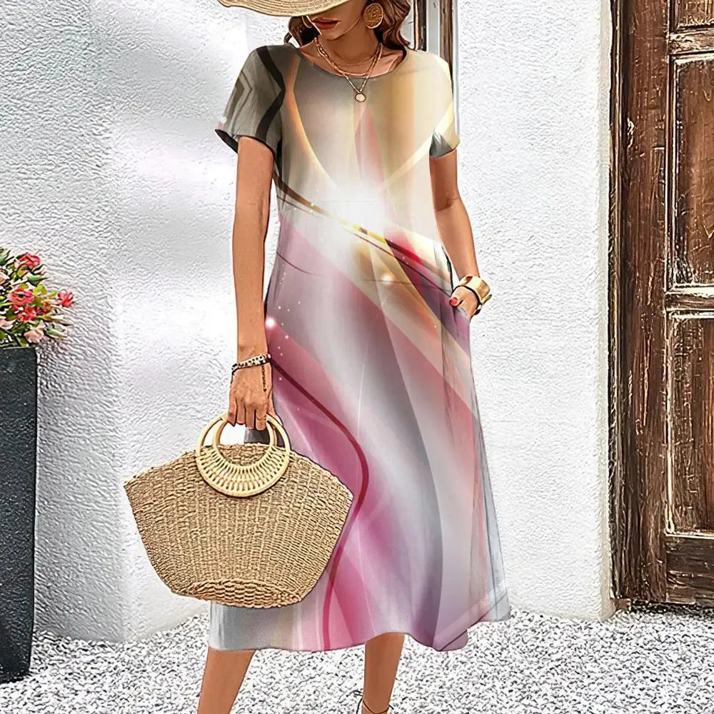 Elegant Streak Print A-Line Dress