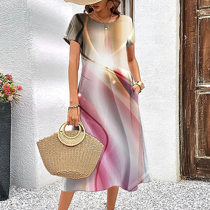 Elegant Streak Print A-Line Dress