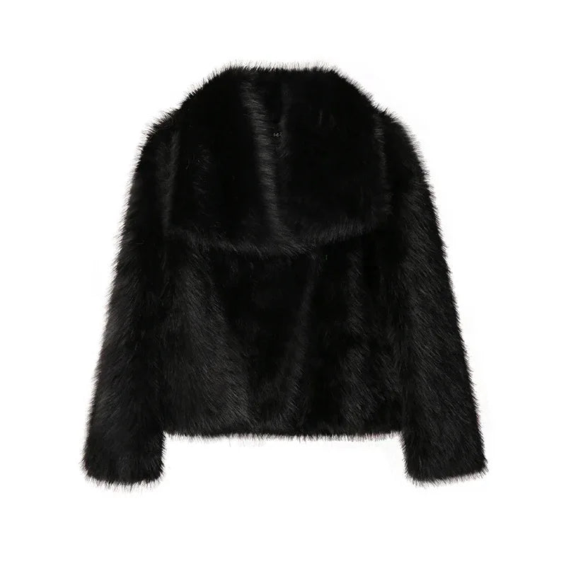 Gradient Fluffy Faux Fur Coat