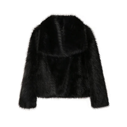 Gradient Fluffy Faux Fur Coat