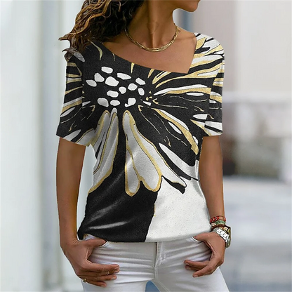 Women’s Striped Gradient V-Neck T-Shirt