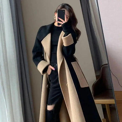 Women’s Color Matching Wool Coat