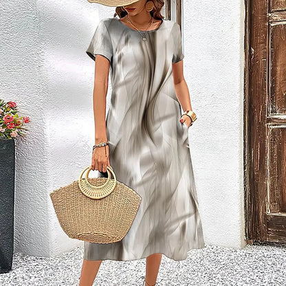 Elegant Streak Print A-Line Dress