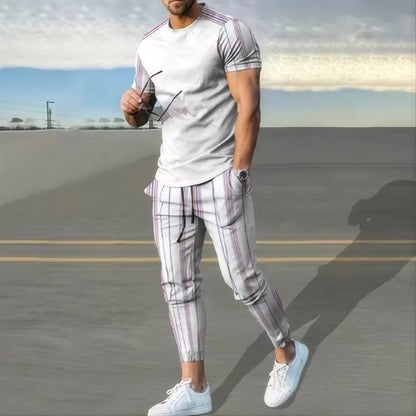 Men's short sleeved T-shirt long pants two-piece set