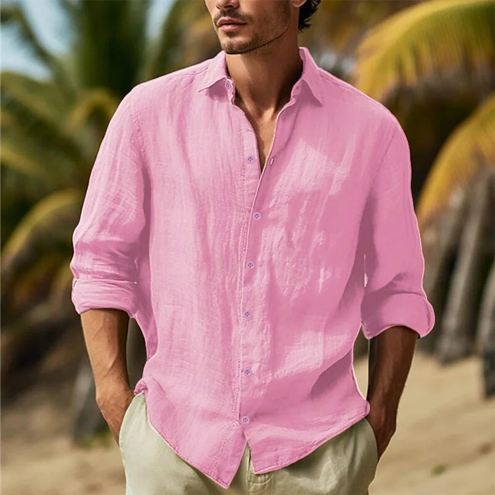 Men's Cotton Linen Hawaiian Shirt