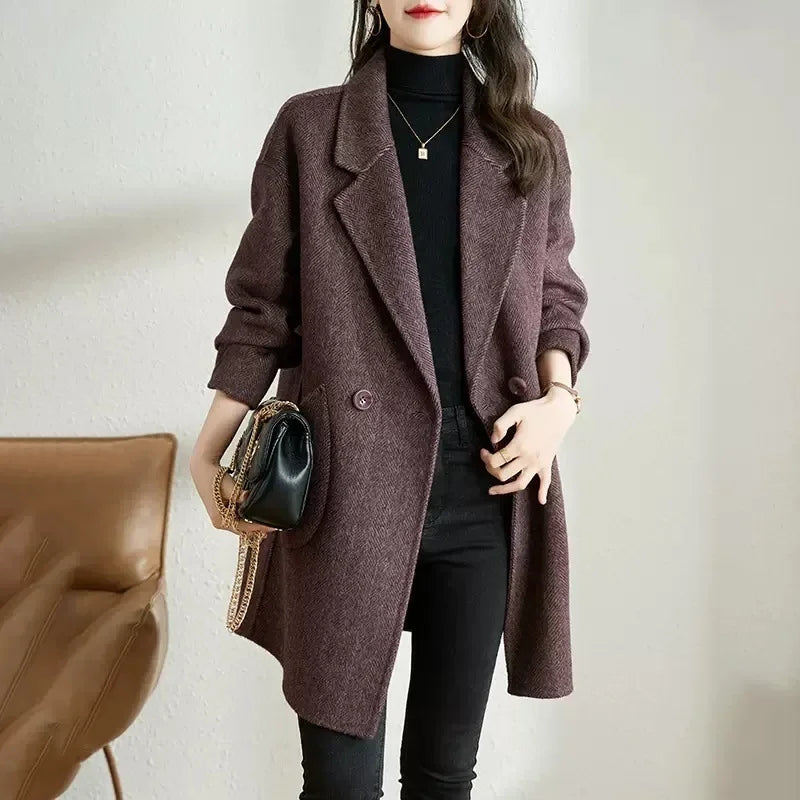 Thickened Mid-Length Woolen Coat