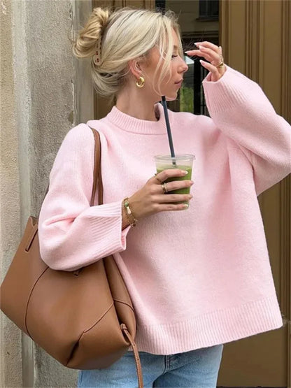 Women's Patchwork Knit Sweater Pullover