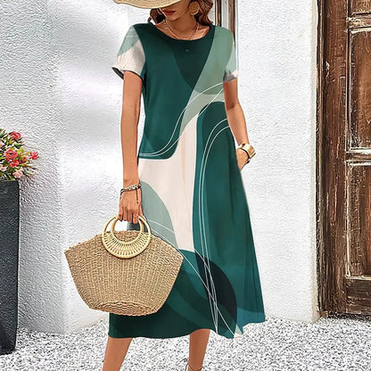 Elegant Streak Print A-Line Dress