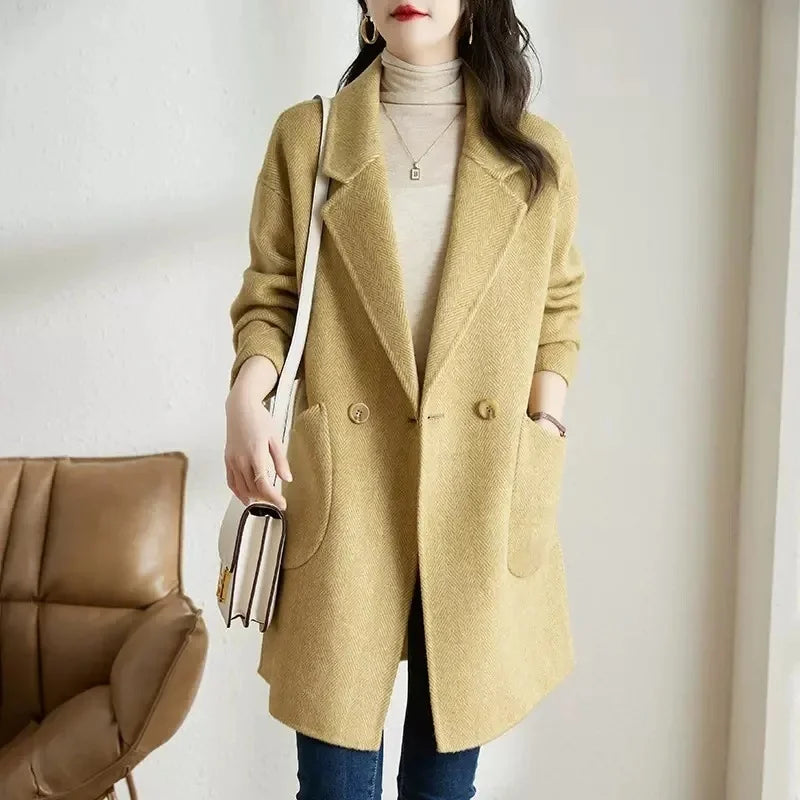 Thickened Mid-Length Woolen Coat