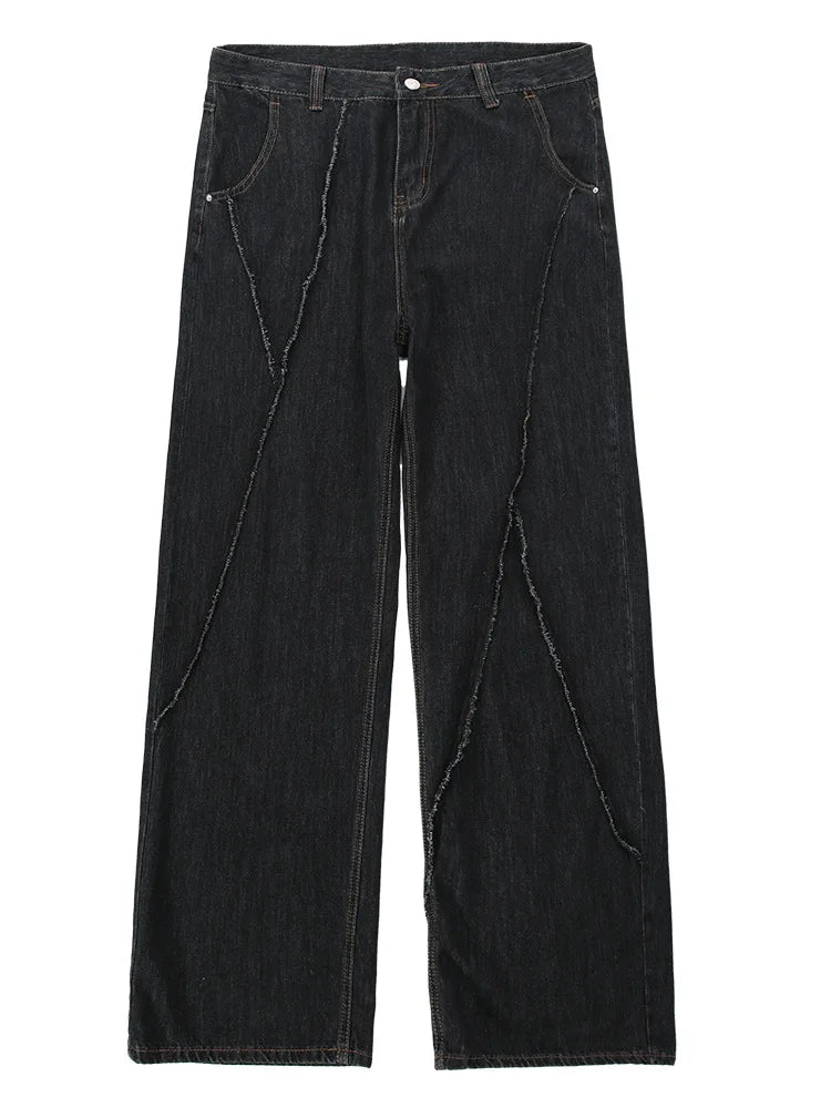 Men’s Hip-Hop Distressed Patchwork Jeans