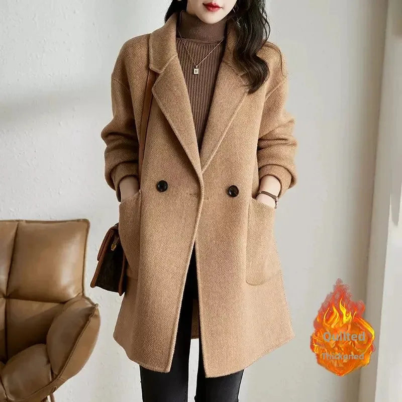 Thickened Mid-Length Woolen Coat
