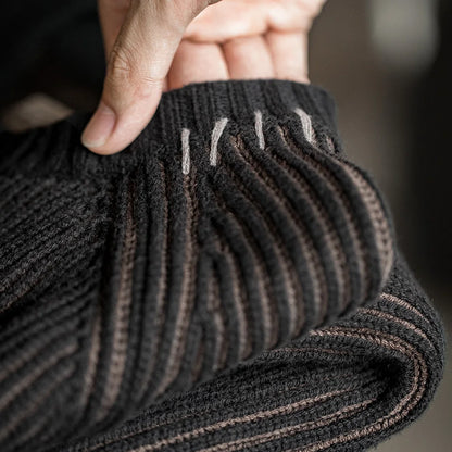 Men Vintage Vertical Striped Knitted Sweater