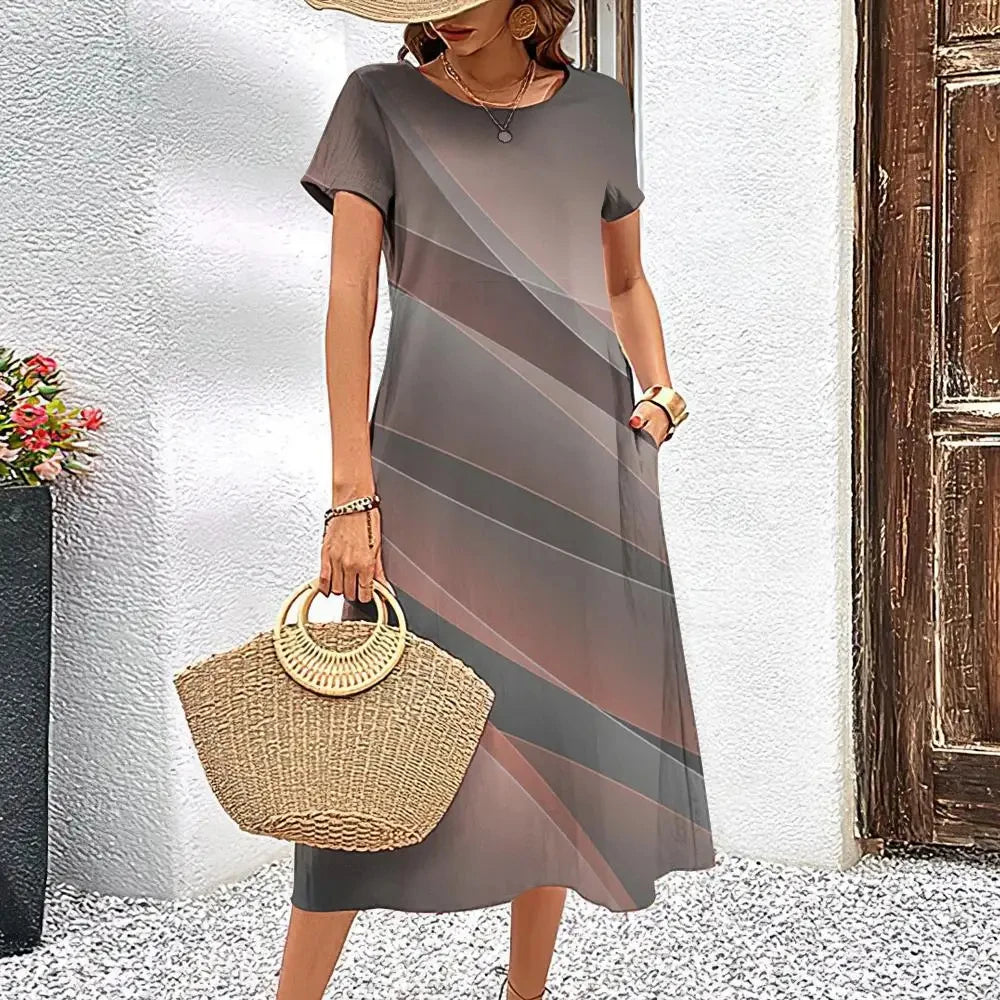 Elegant Streak Print A-Line Dress