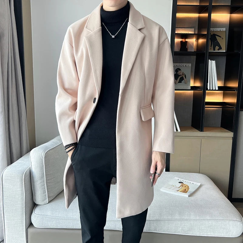 Men’s Autumn Woolen Trench Coat