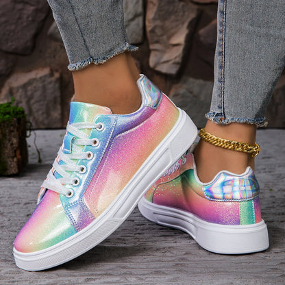 Pair of Women's Vulcanized Platform Sneakers