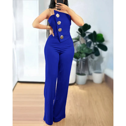 Asymmetrical Bandeau Strapless Jumpsuit