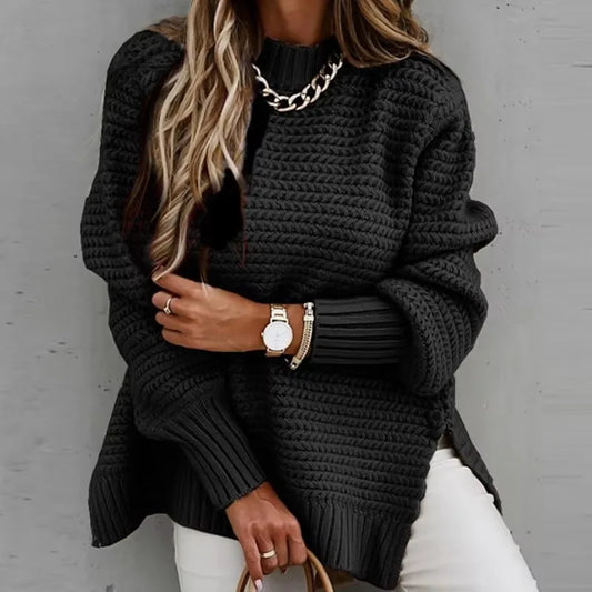 Women's Rib-Knit Mock Neck Pullover Sweater