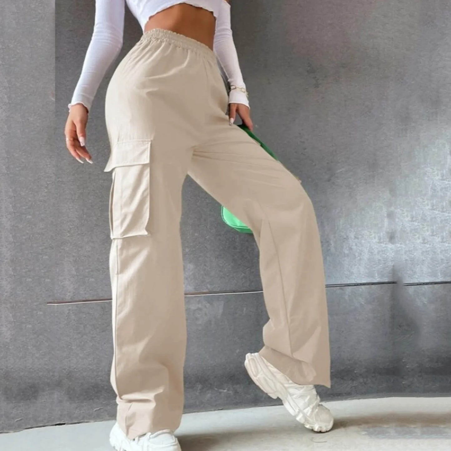 Women’s High-Waist Orange Cargo Trousers
