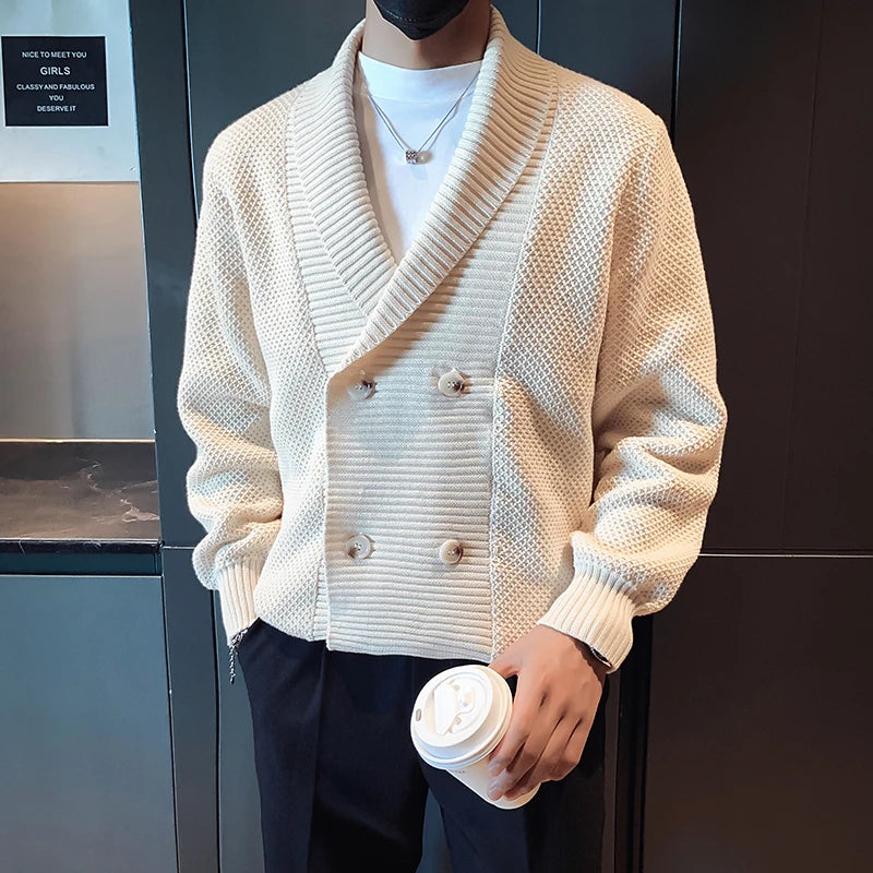 Men’s Double-Breasted V-Neck Cardigan