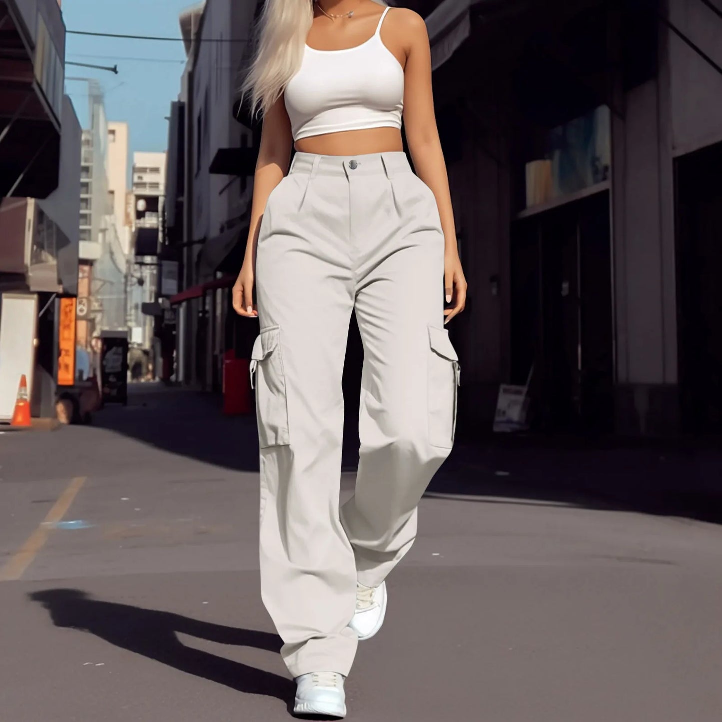 Women’s High-Waist Cargo Parachute Pants