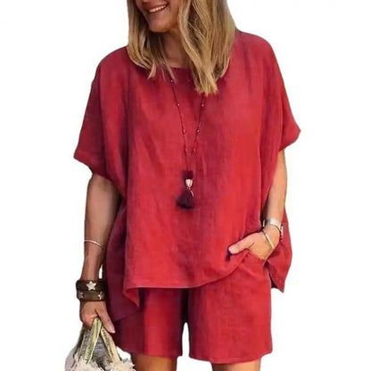 Long-Sleeve Cotton-Linen Blouse