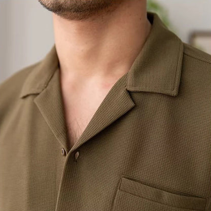 Men’s Old Money Aesthetic Short-Sleeve Shirt
