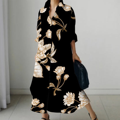 Casual Oversized V-Neck Shirt Dress