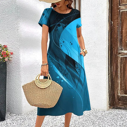Elegant Streak Print A-Line Dress