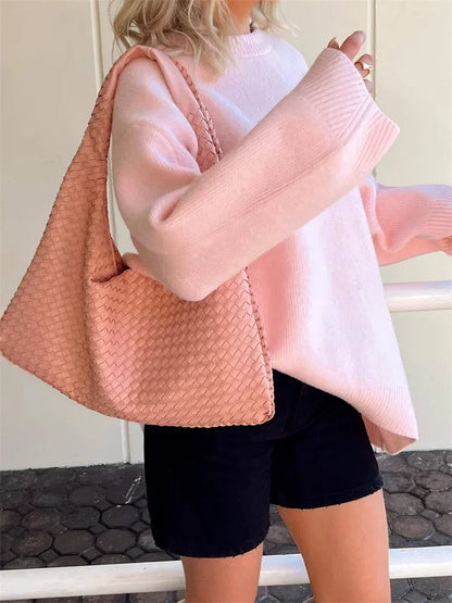 Women's Patchwork Knit Sweater Pullover