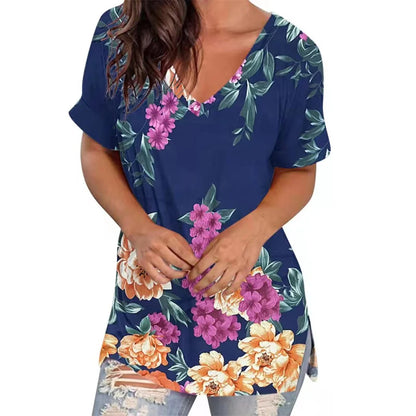 Women’s Striped Gradient V-Neck T-Shirt