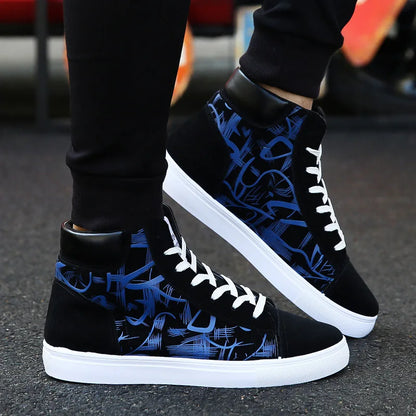 Pair of Men's High-Top Canvas Sneakers