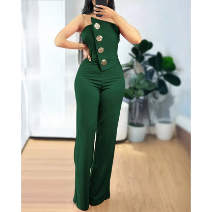 Asymmetrical Bandeau Strapless Jumpsuit
