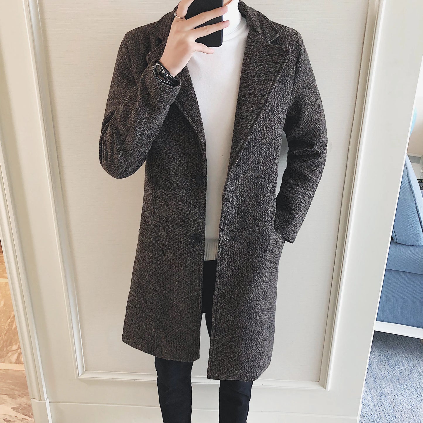 Men’s Fashion Woolen Windbreaker Coat