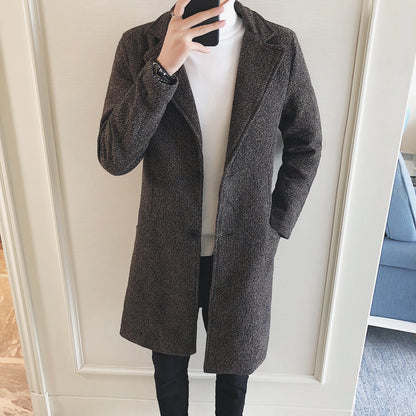 Men’s Fashion Woolen Windbreaker Coat