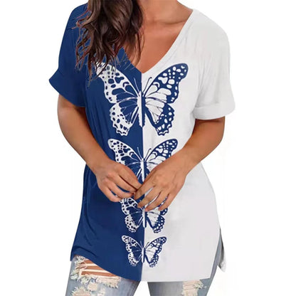 Women’s Striped Gradient V-Neck T-Shirt