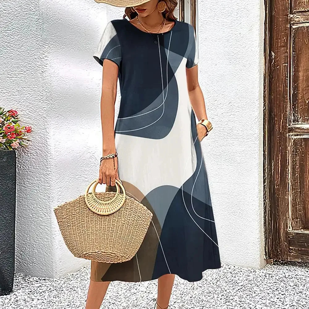 Elegant Streak Print A-Line Dress