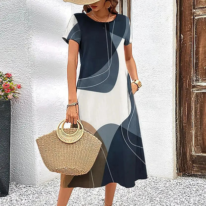 Elegant Streak Print A-Line Dress