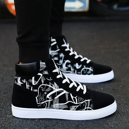 Pair of Men's High-Top Canvas Sneakers