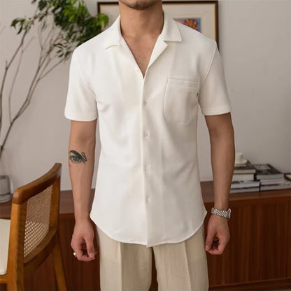 Men’s Old Money Aesthetic Short-Sleeve Shirt