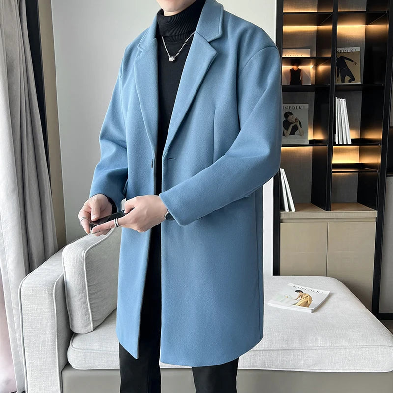 Men’s Autumn Woolen Trench Coat