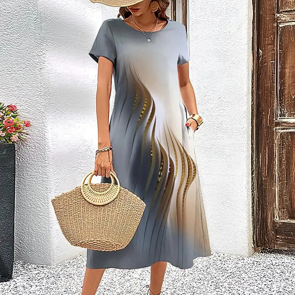 Elegant Streak Print A-Line Dress
