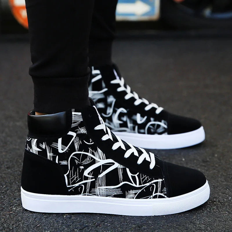 Pair of Men's High-Top Canvas Sneakers