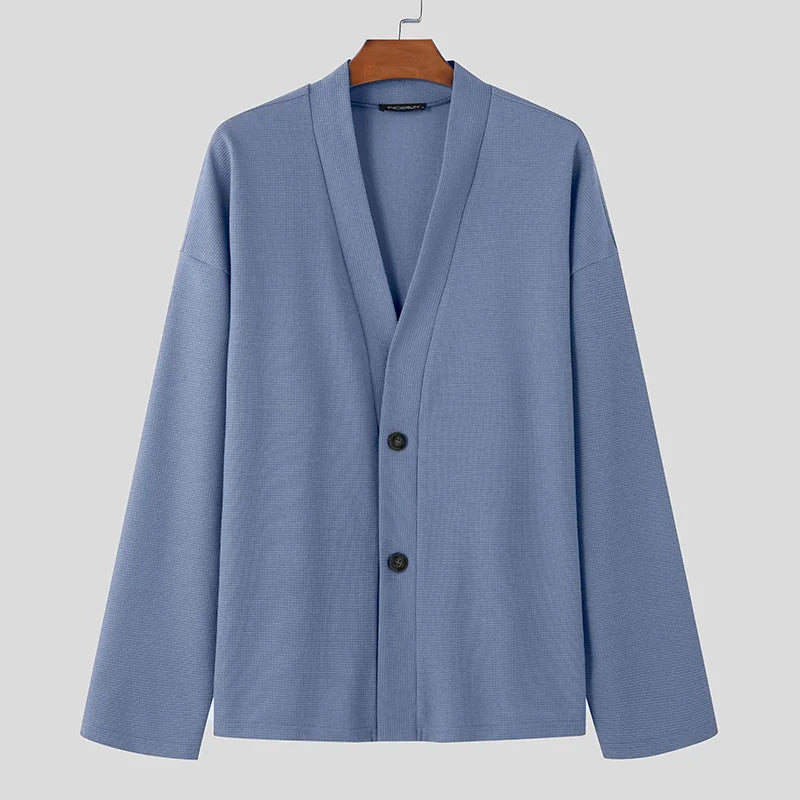 Men’s Solid Color V-Neck Cardigan
